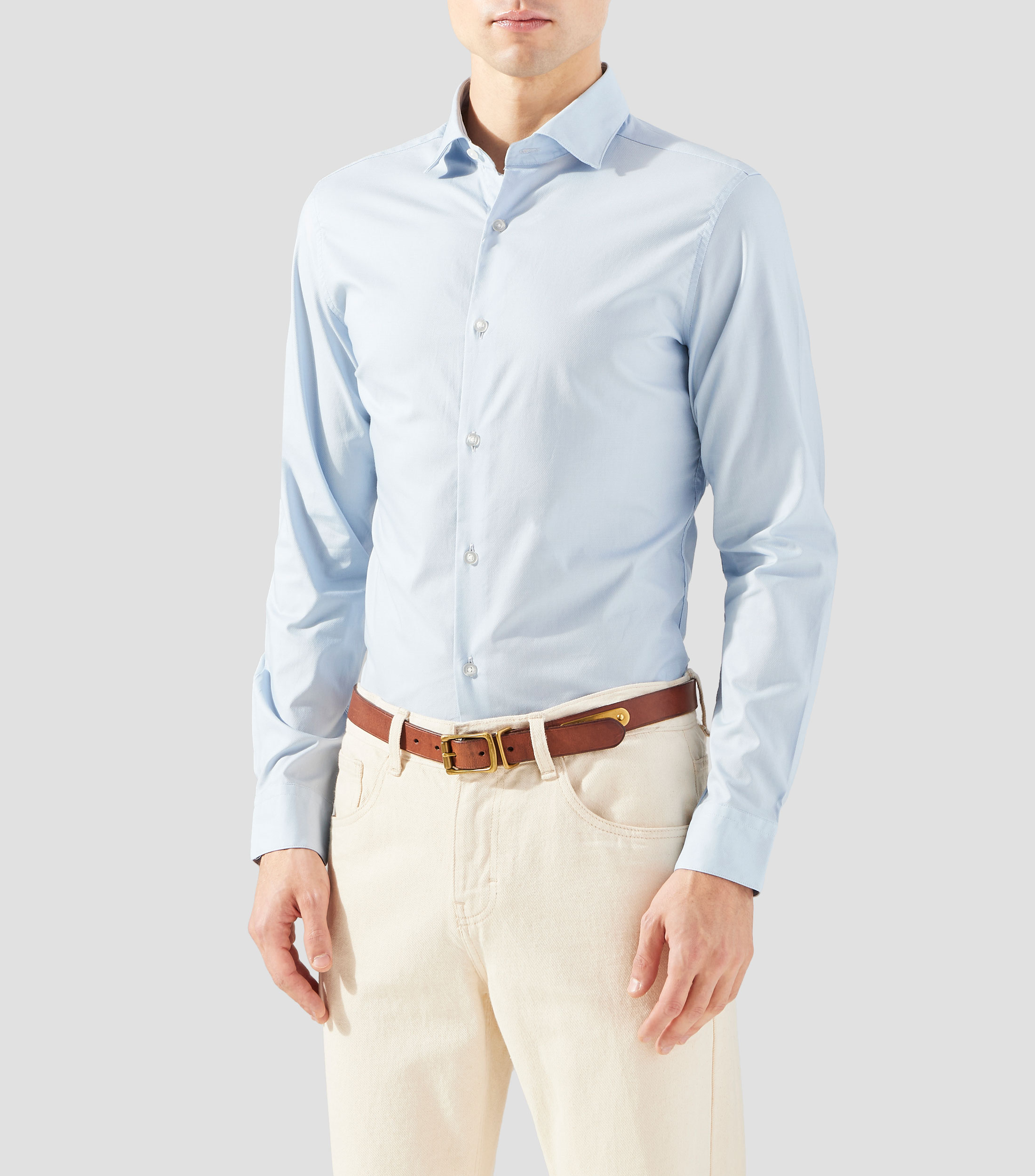 Camisa de vestir lisa manga larga Hombre